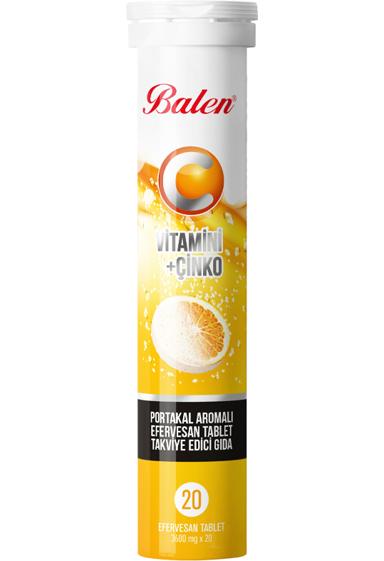 C Vitamini ve Çinko İçeren Portakal Aromalı Efervesan Tablet Takviye Edici Gıda